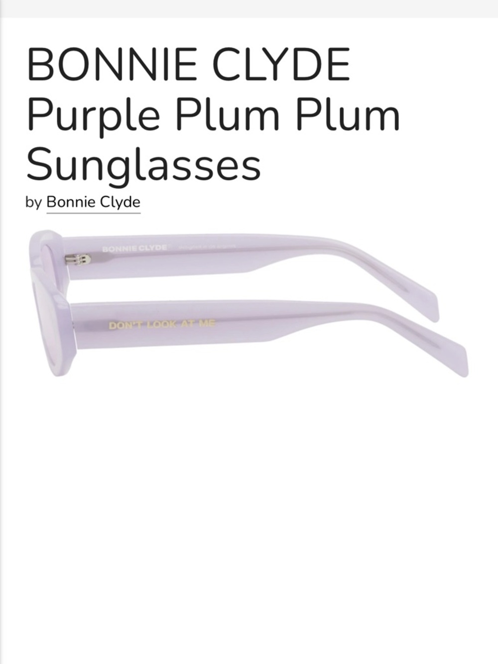 Bonnie Clyde plum plum sunglasses - Picture 3 of 5
